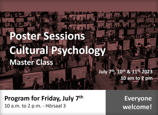 PSY | Poster Sessions – Cultural Psychology – Master Class – July 7th